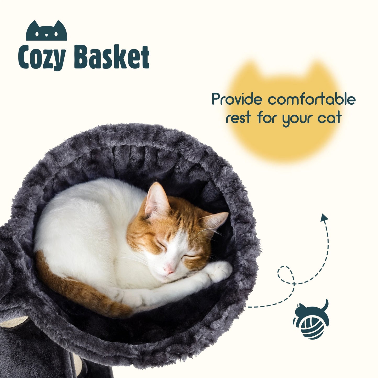 HOOMIC Large Cat Tree Tower 3 Tier Plush Perches Condo