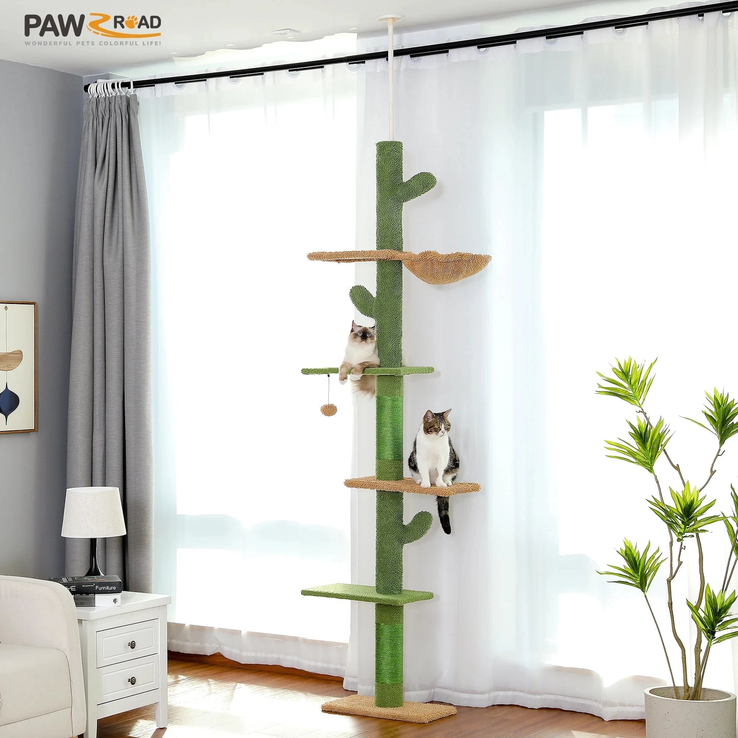 PAWZ Road Cat Tree 5-Tier Floor To Ceiling Tower For Cats
