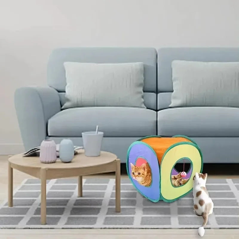 Guangdong Foldable Cat Tunnel Cube Tent Toy For Kitten Play