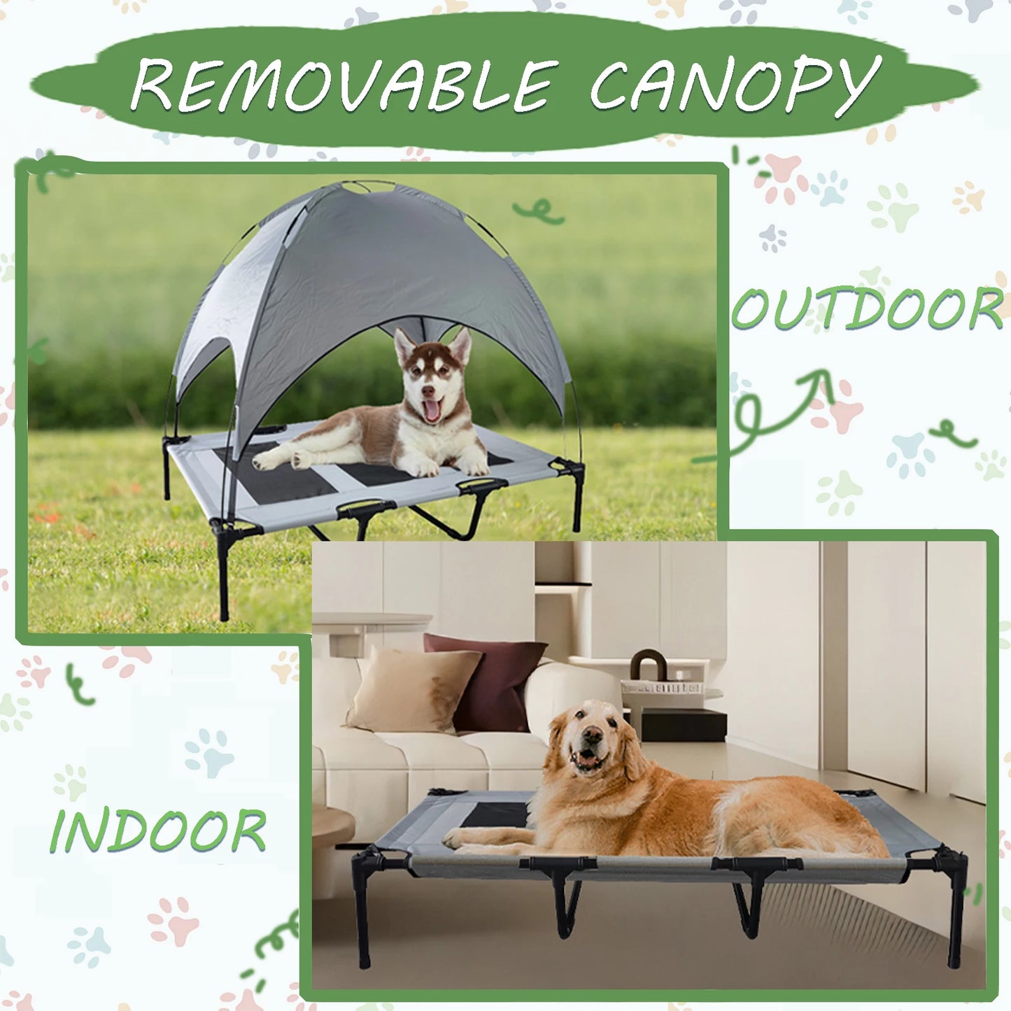 ShanghaiHign Elevated Canopy Dog Bed Anti Slip Cot Outdoor