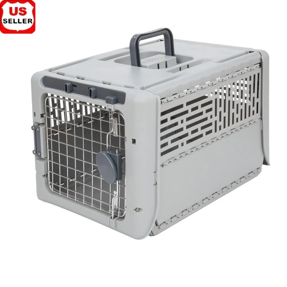 XMSJ Collapsible Plastic Dog Kennel Portable Pet Carrier