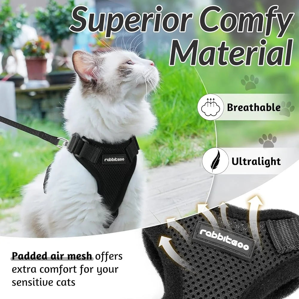 Escape Proof Cat Harness and Leash Soft Adjustable Breathable Vest Heavy Duty Easy Control Outdoor Walking Training