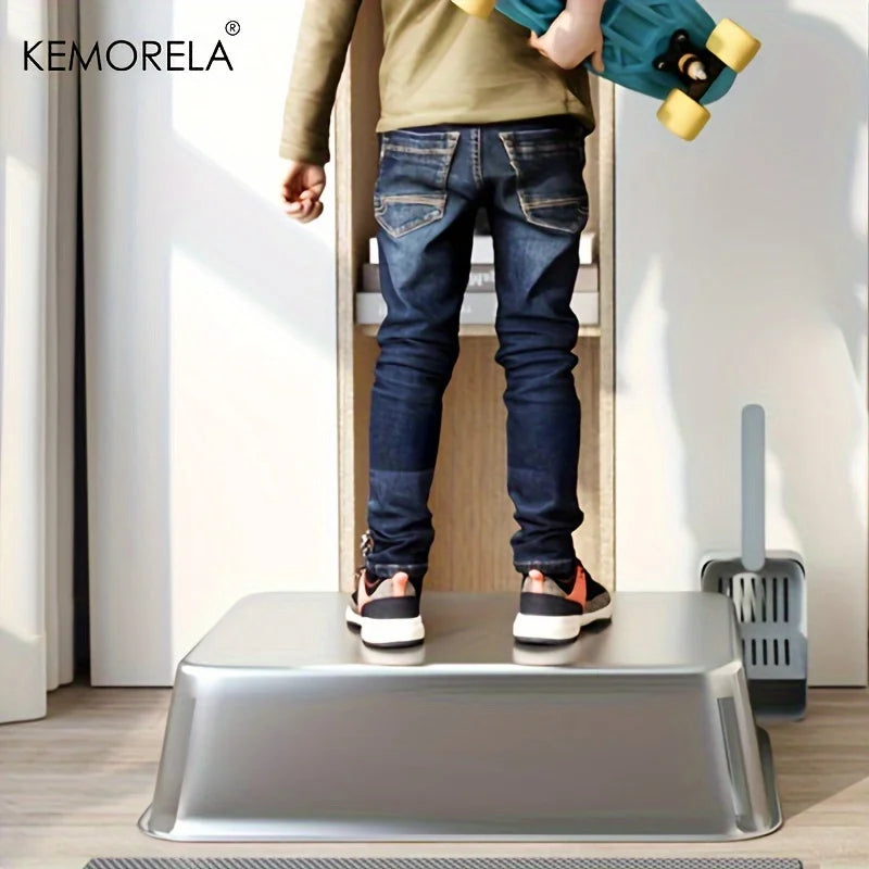 Feature Stainless Steel Litter Box With Mat Lid And Spade