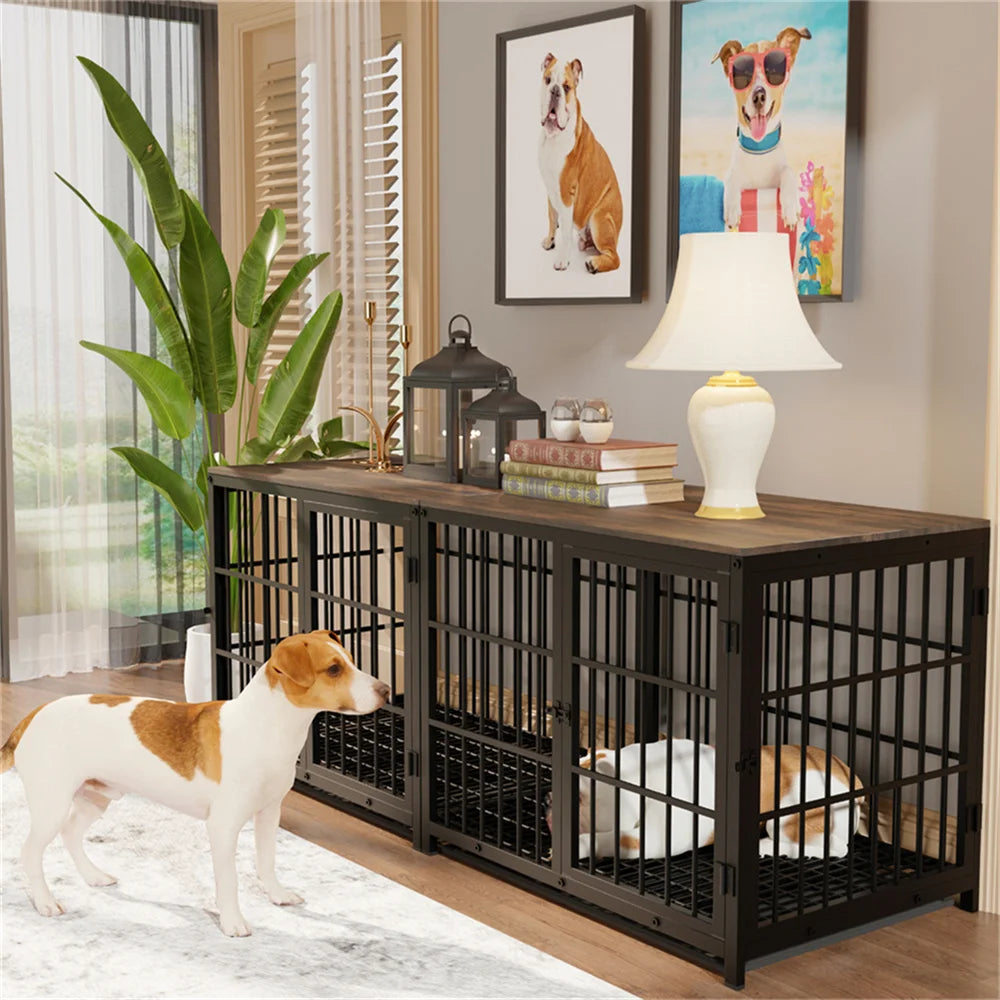 BORWARTH Wooden Dog Crate End Table Style Indoor Furniture