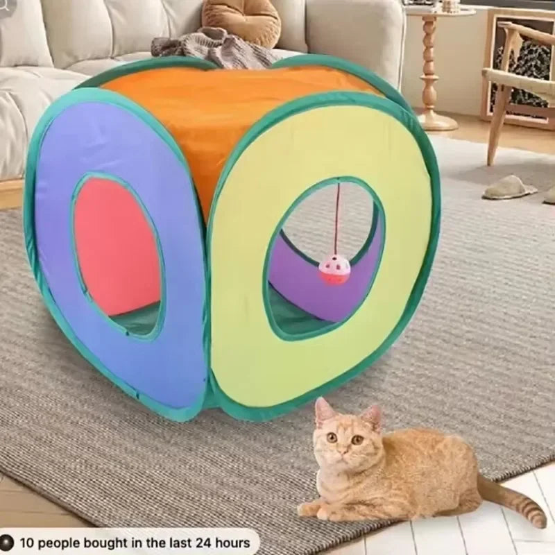 Guangdong Foldable Cat Tunnel Cube Tent Toy For Kitten Play