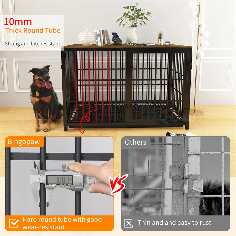 BORWART Heavy Duty Wooden Dog Crate Industrial Kennel End Table