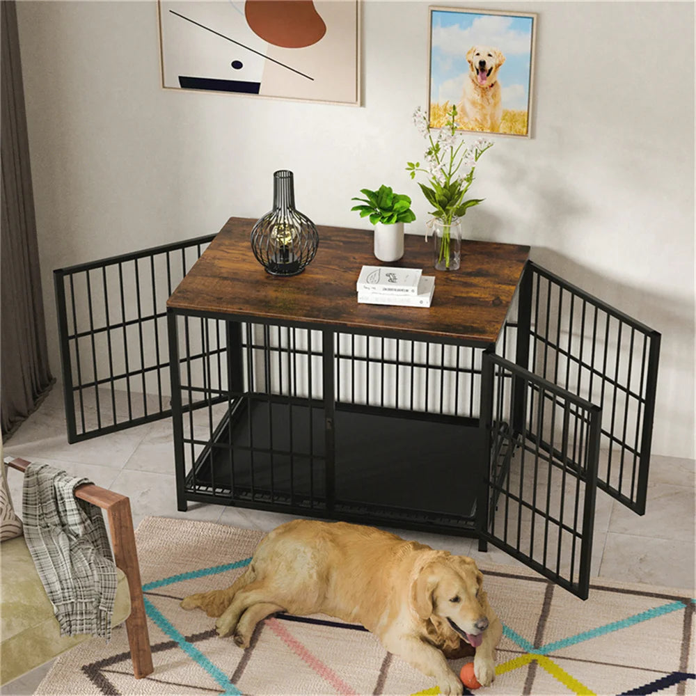 BORWARTH Wooden Dog Crate End Table Style Indoor Furniture