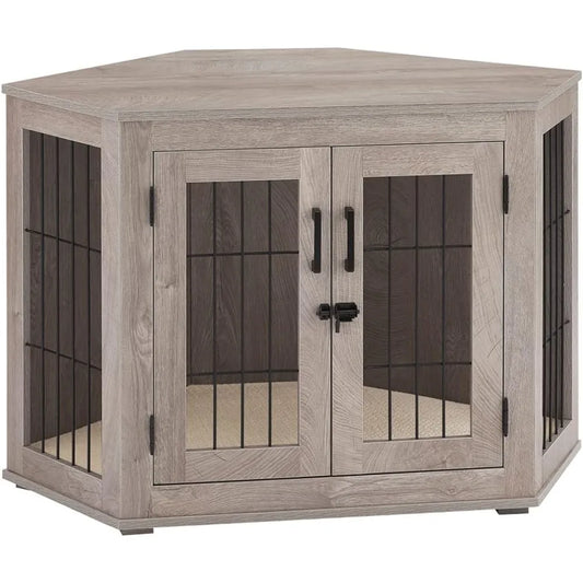 Gap Corner Dog Crate End Table With Cushion For Dogs