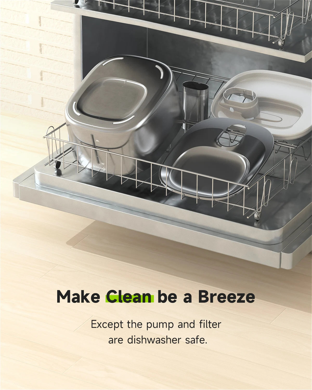 APD APETDOLA Wireless Stainless Steel Cat Water Fountain