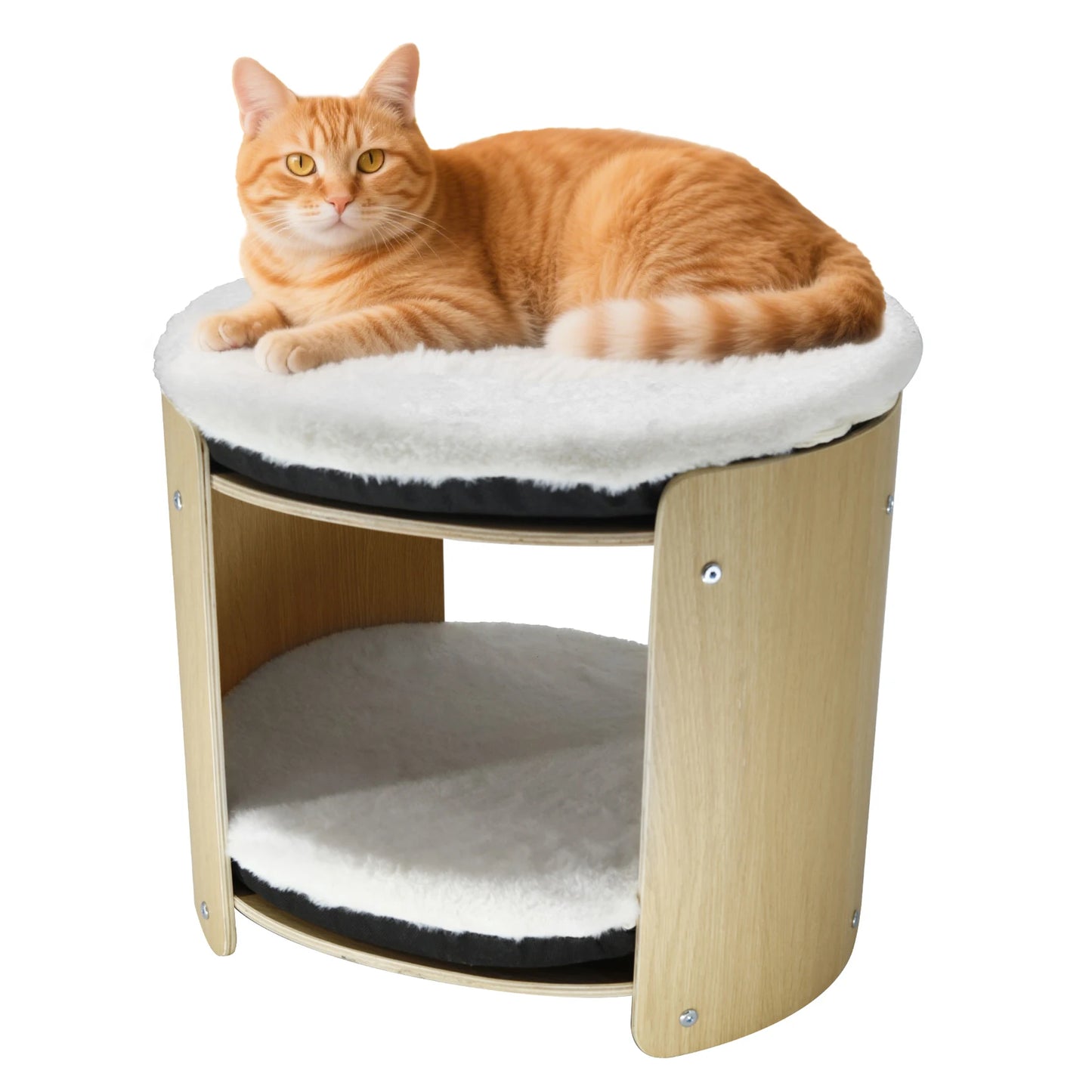 BINGOPAW Elevated Cat Bed Two Tier Bamboo Frame Cat Tree