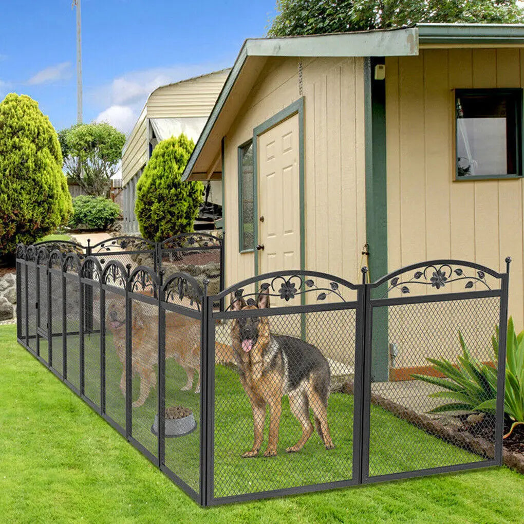 BINGOPAW Eight Panel Metal Dog Playpen with Gate Foldable