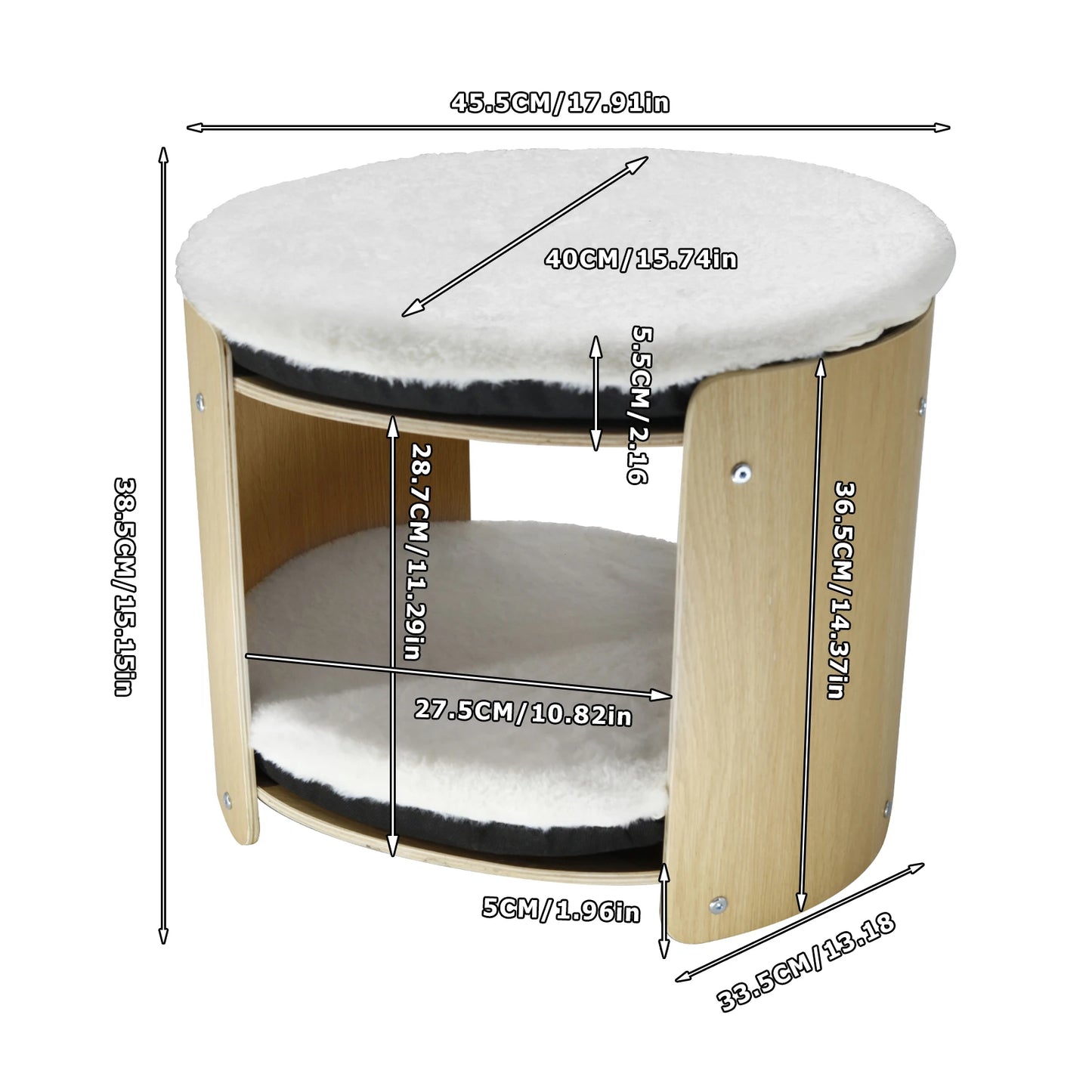 BINGOPAW Elevated Cat Bed Two Tier Bamboo Frame Cat Tree