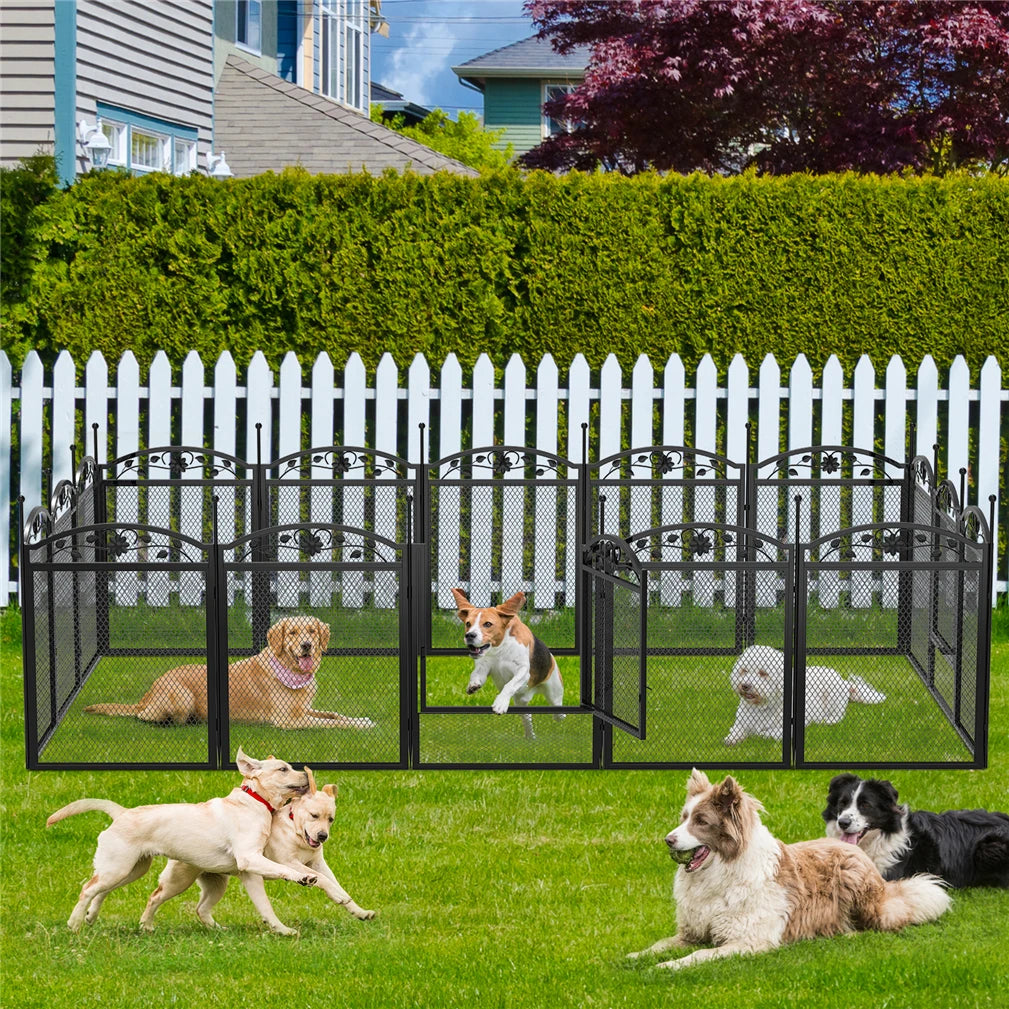 BINGOPAW Eight Panel Metal Dog Playpen with Gate Foldable
