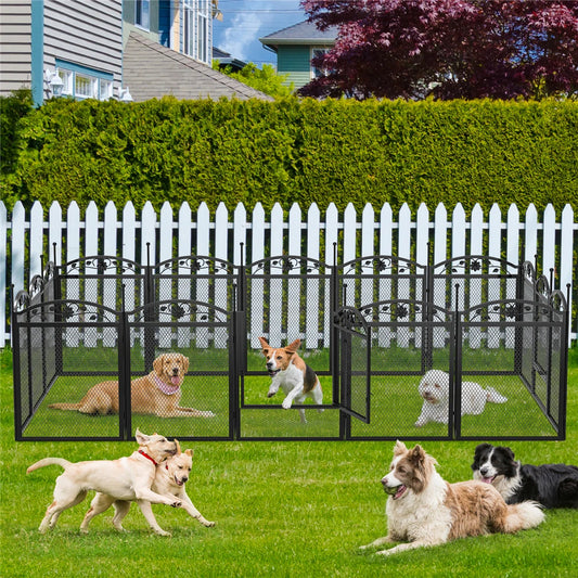 BINGOPAW Eight Panel Metal Dog Playpen with Gate Foldable