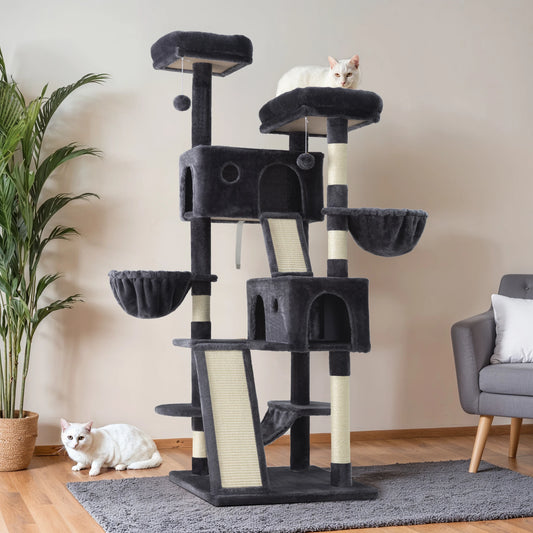 HOOMIC Large Cat Tree Tower 3 Tier Plush Perches Condo