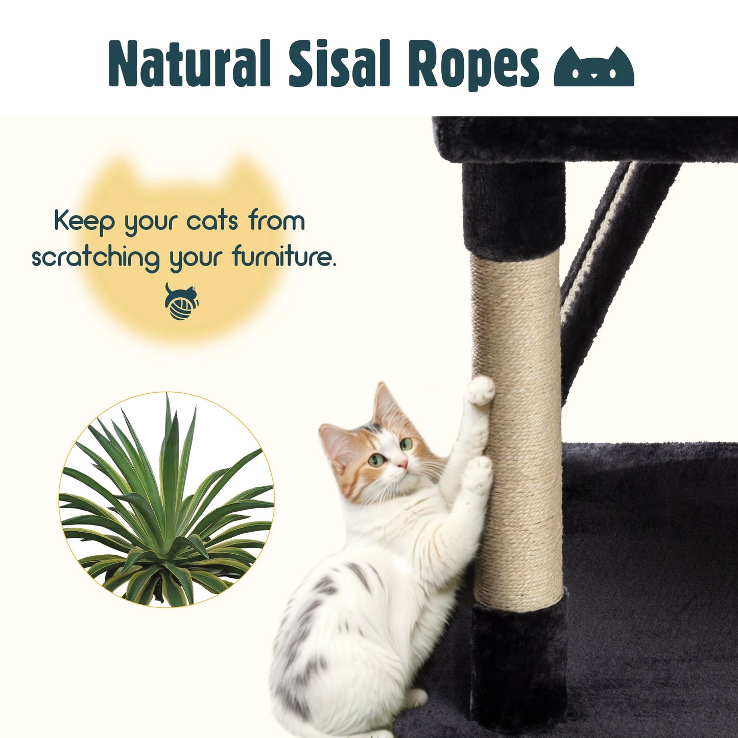 Hoomic Cat Tree Tower With Plush Perches Cat Condo