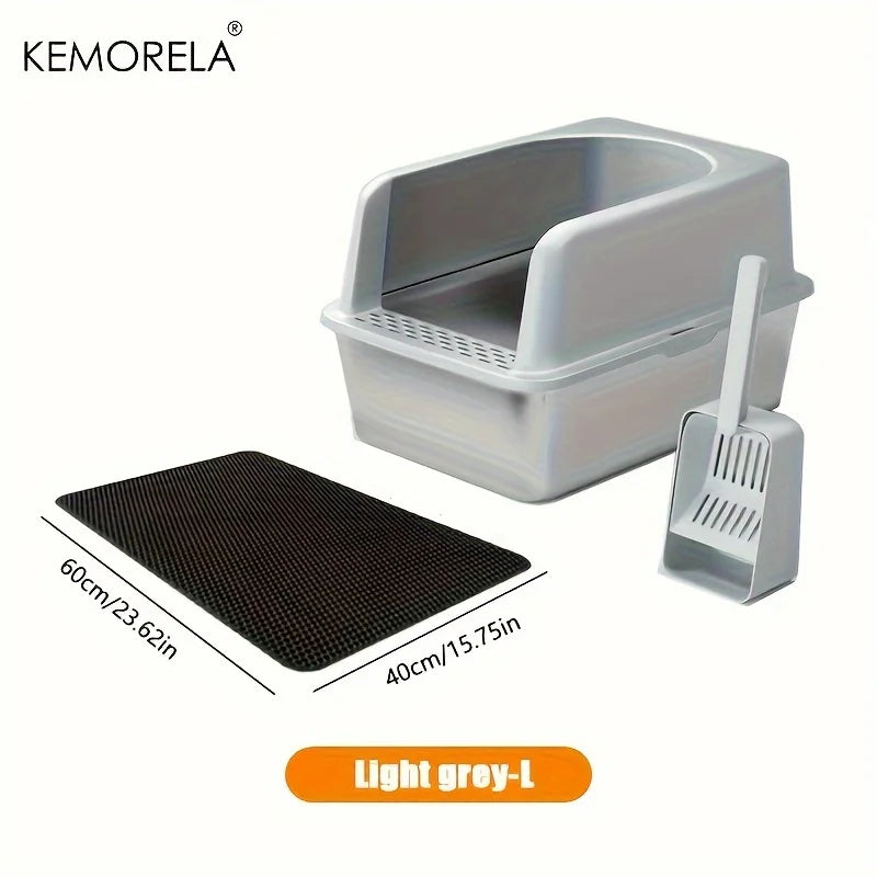Feature Stainless Steel Litter Box With Mat Lid And Spade