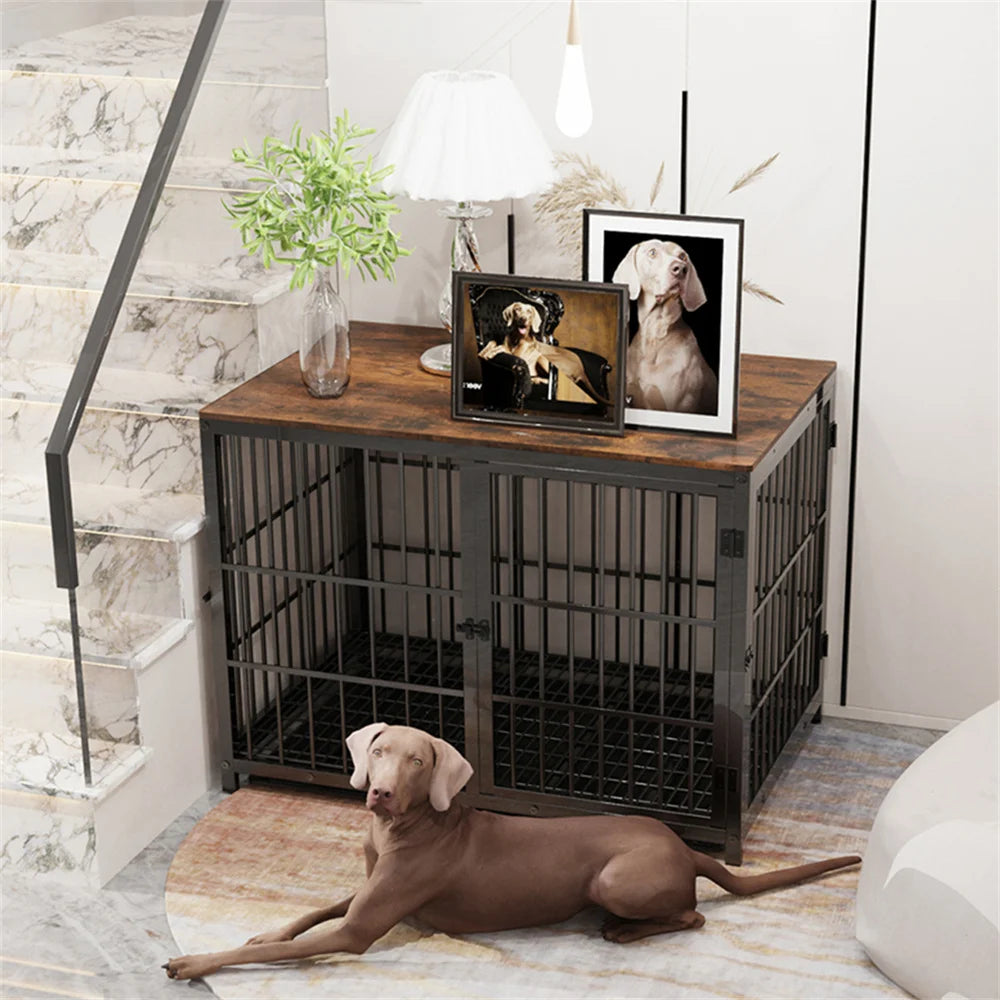 BORWARTH Wooden Dog Crate End Table Style Indoor Furniture