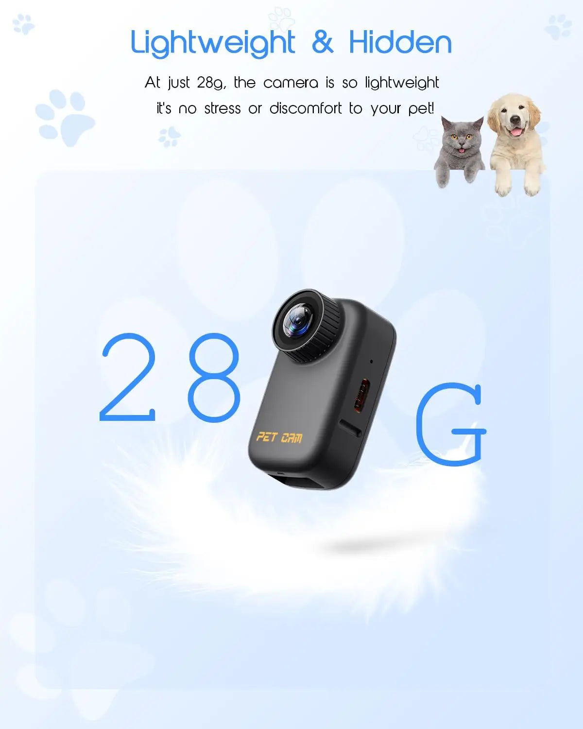 XMSJ 4K Cat Collar Camera with HD WiFi and 64GB Card