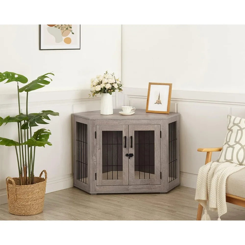 Gap Corner Dog Crate End Table With Cushion For Dogs