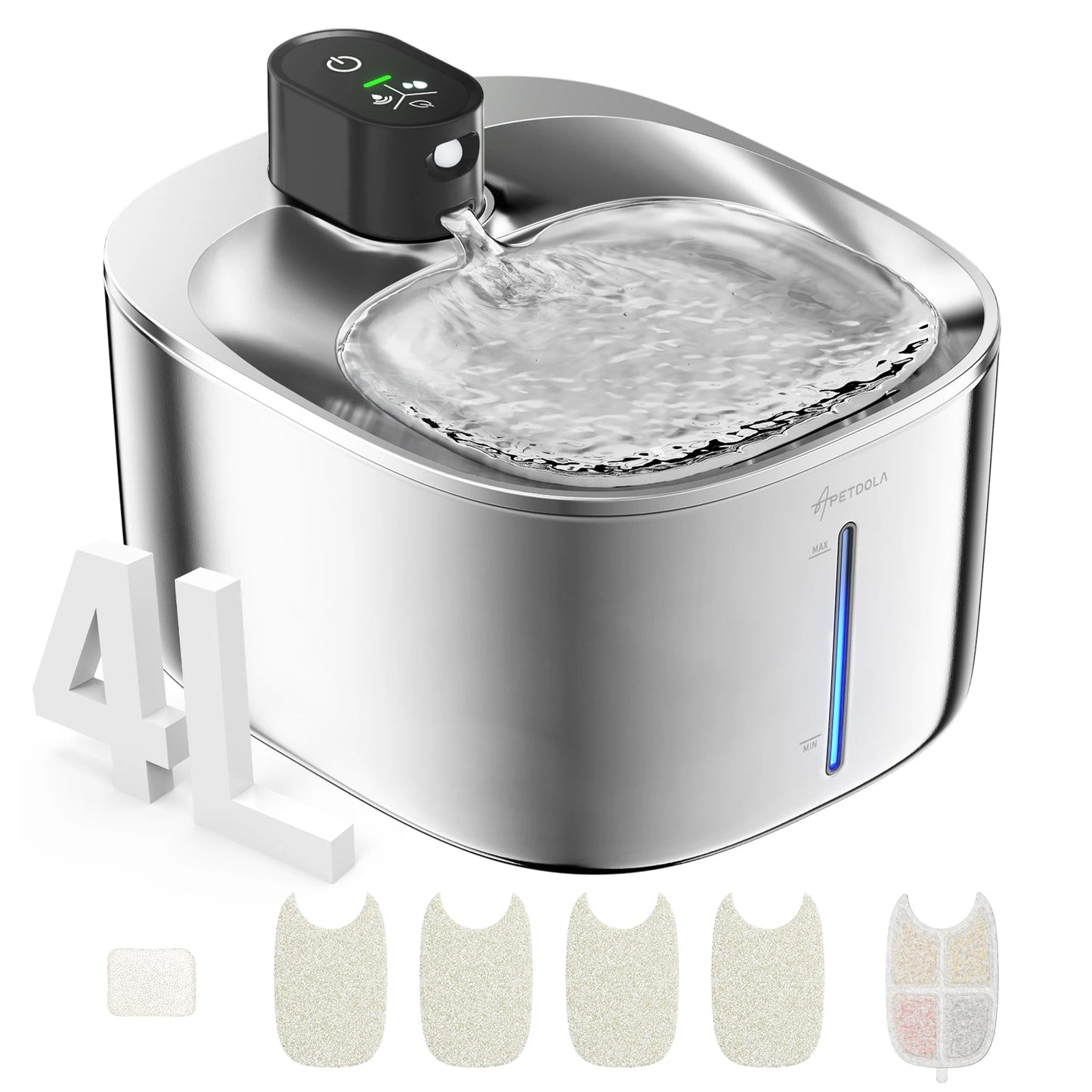 APD APETDOLA Wireless Stainless Steel Cat Water Fountain