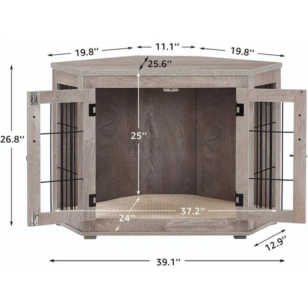 Gap Corner Dog Crate End Table With Cushion For Dogs