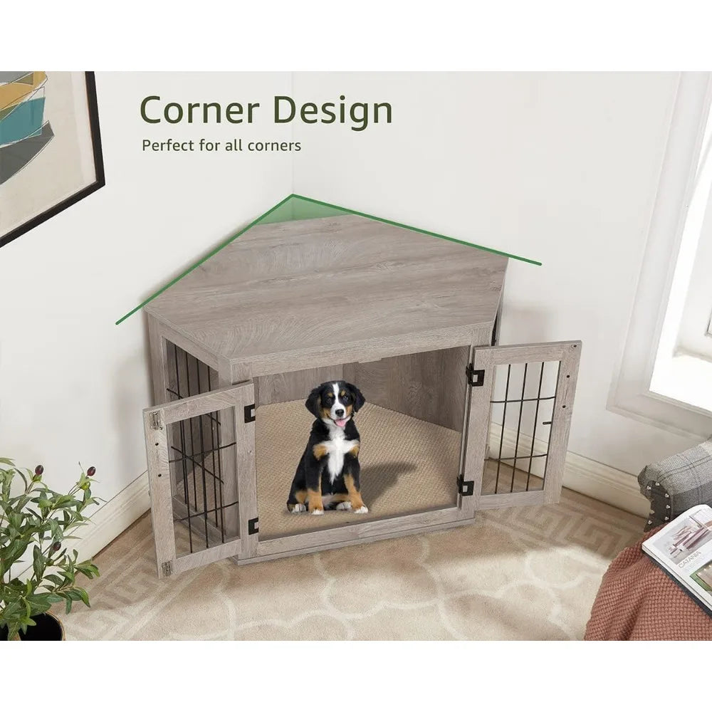 Gap Corner Dog Crate End Table With Cushion For Dogs