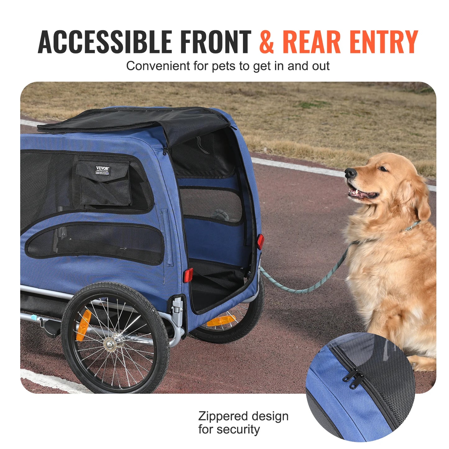 SucceBuy Pet Bicycle Trailer for Dogs 100 Lb Capacity