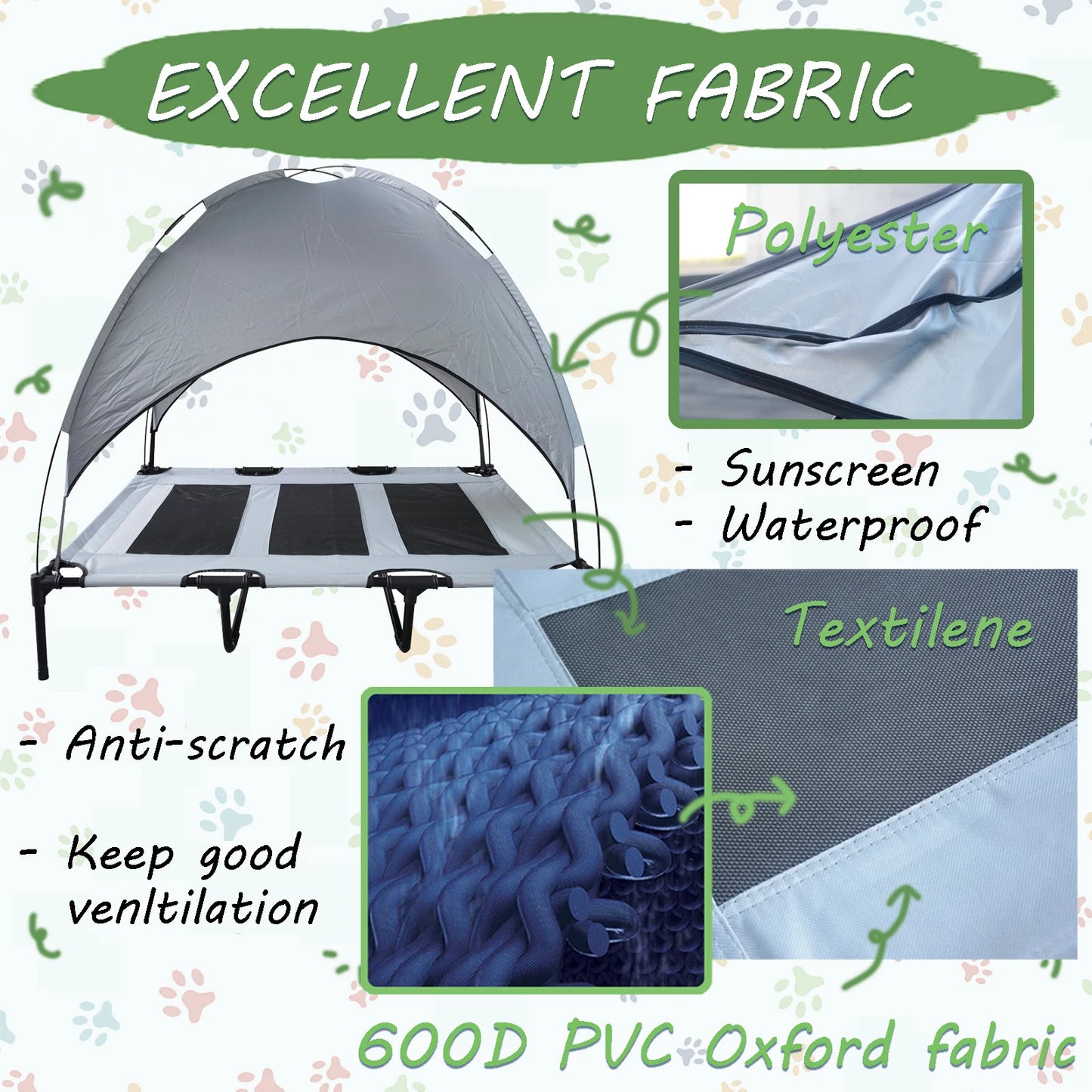 ShanghaiHign Elevated Canopy Dog Bed Anti Slip Cot Outdoor