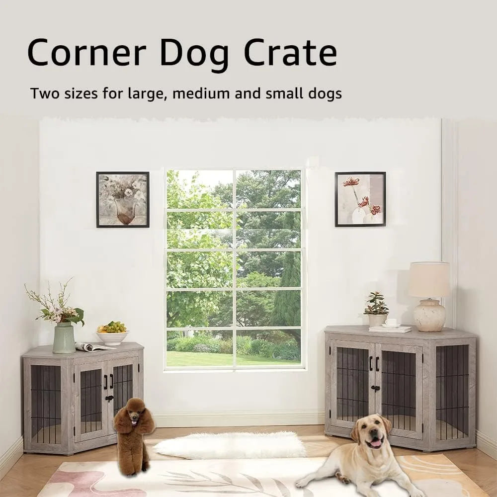 Gap Corner Dog Crate End Table With Cushion For Dogs