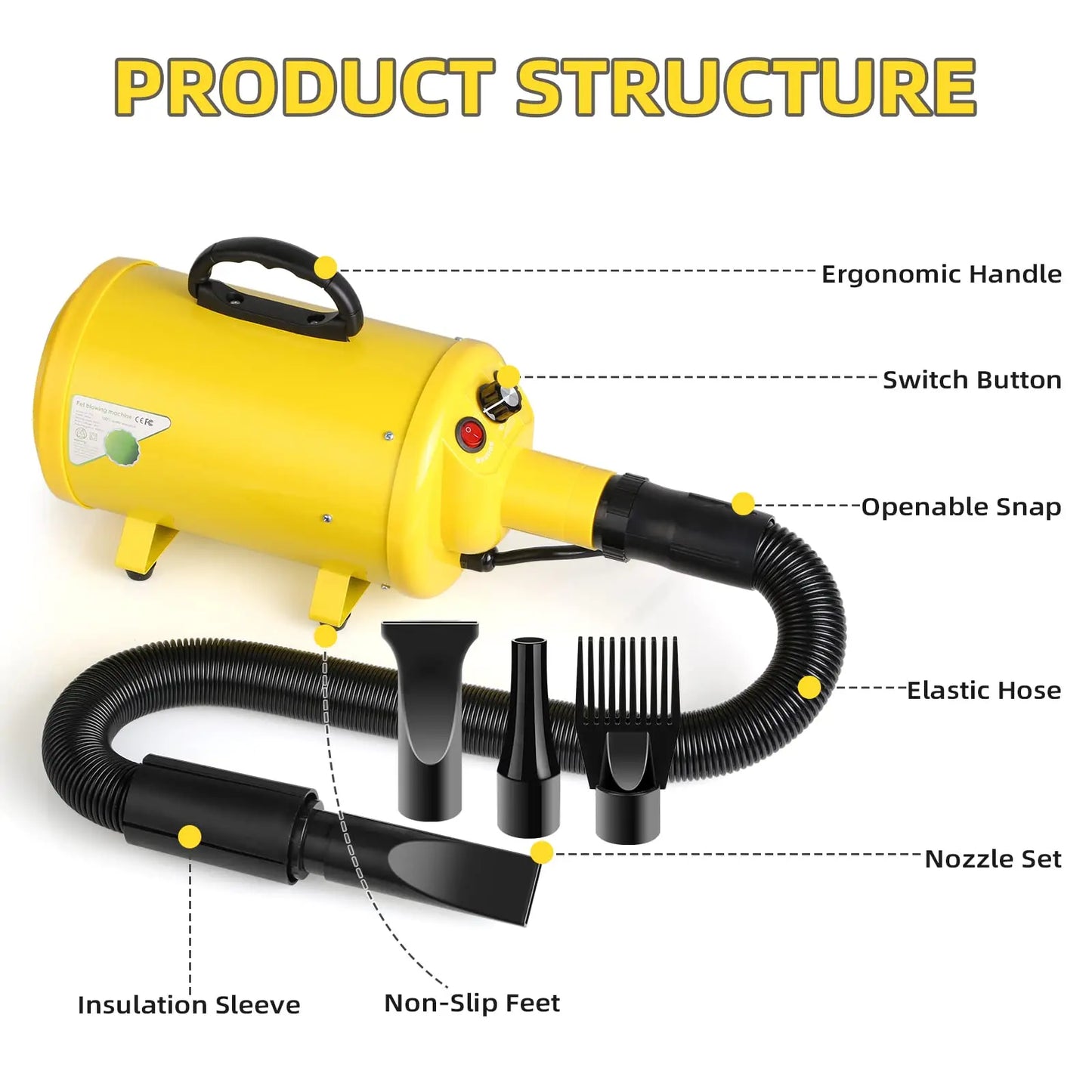 CeMax Dog Hair Dryer 2800W Pet Grooming Blower for Dogs