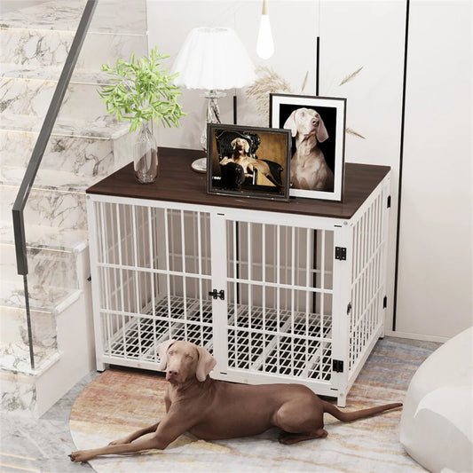 BORWARTH Wooden Dog Crate End Table Style Indoor Furniture